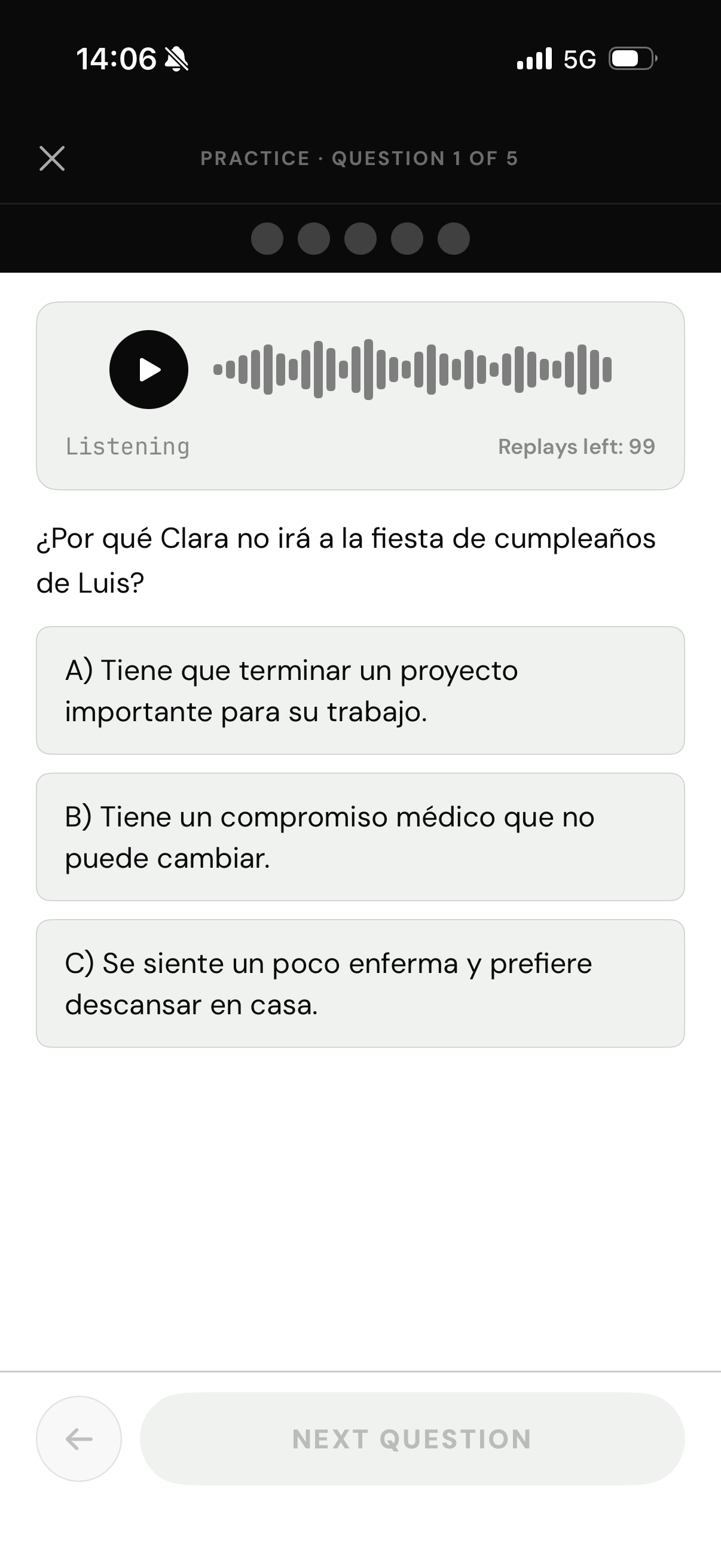 DELE B2 practice question